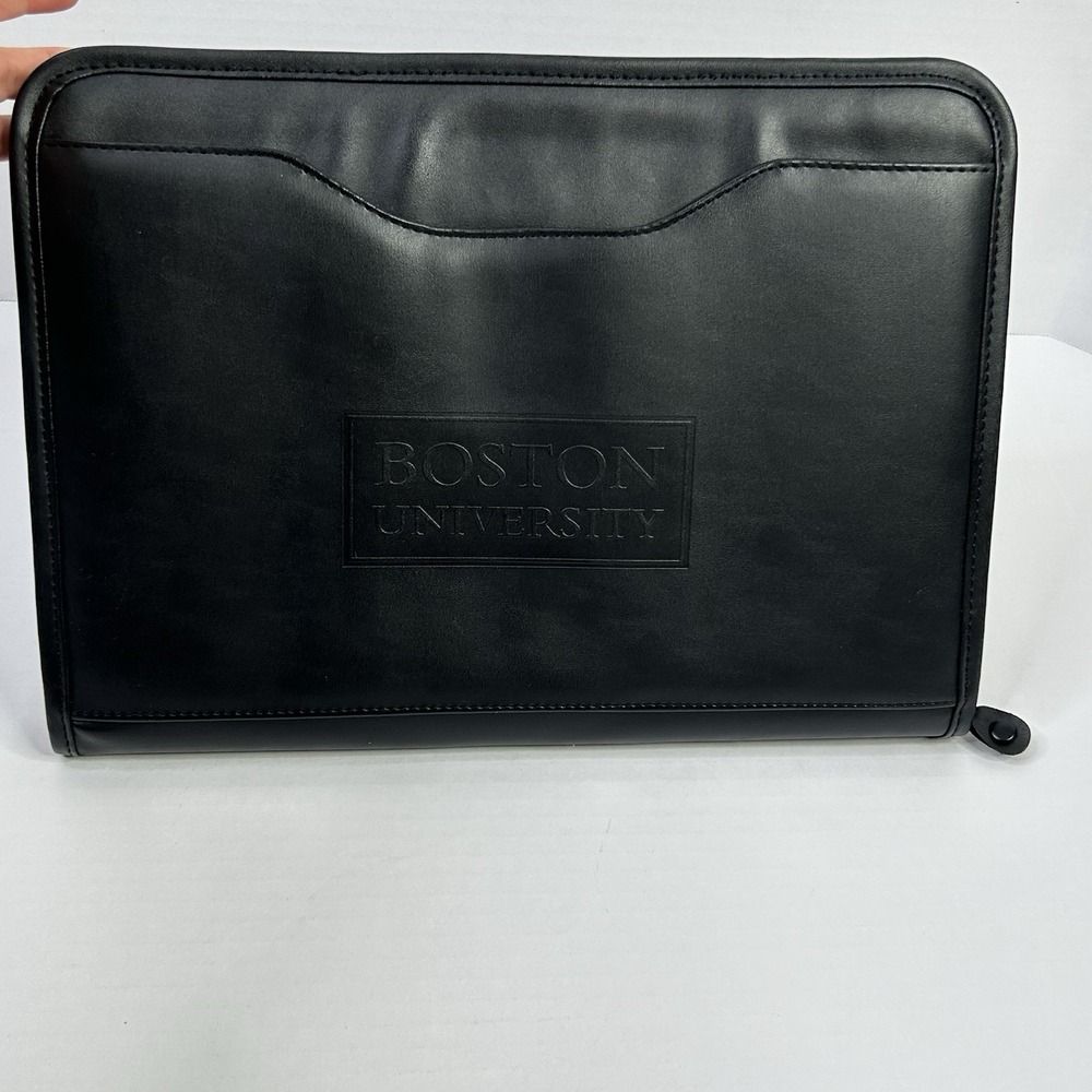 Portfolio Boston University Black Embossed Front Organizational Pockets